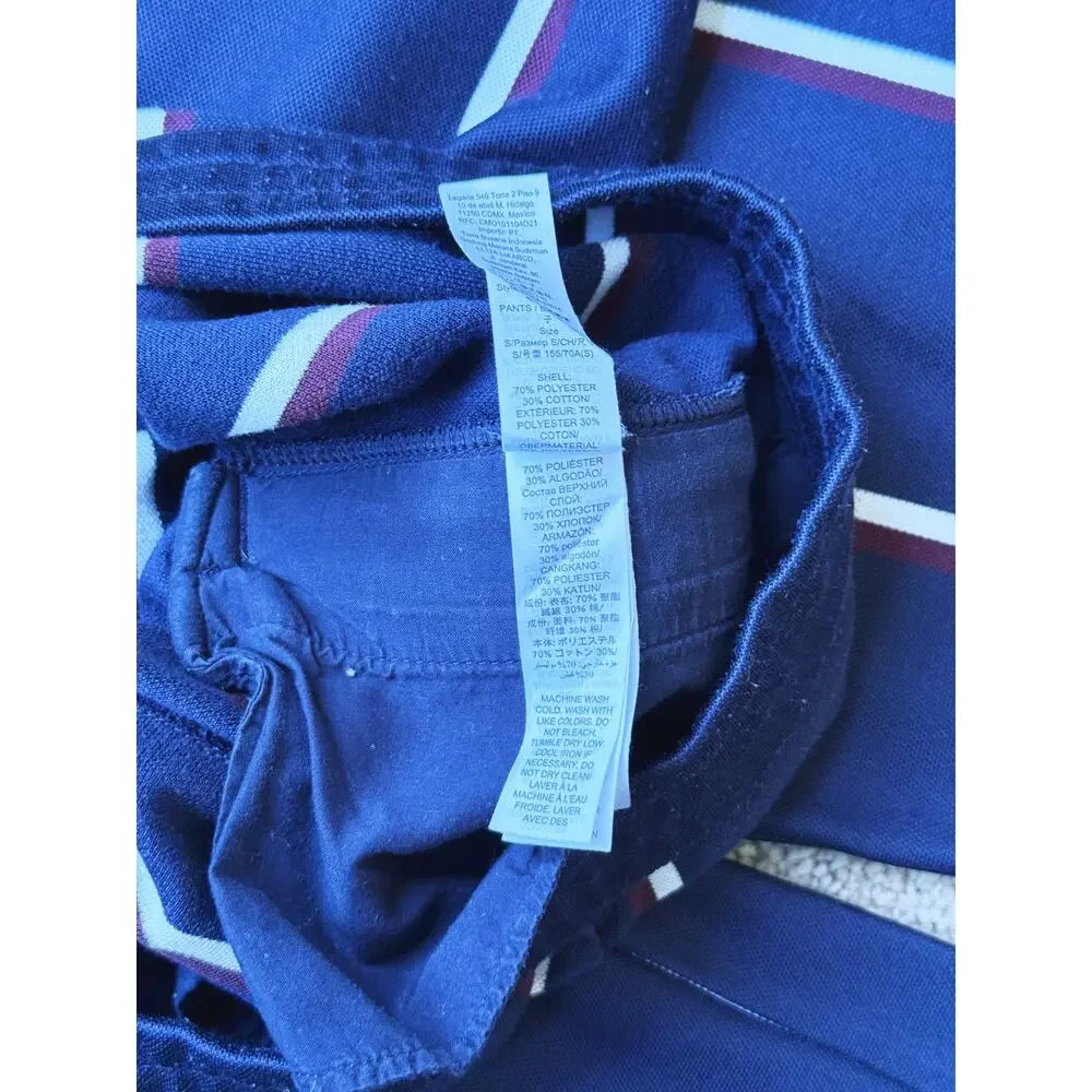 Tory Burch Sport Retro Luxury Wide Leg Trousers Pants S Navy Blue Stripe Y2K - Picture 8 of 11